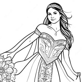 Elena Gilbert In A Beautiful Dress Coloring Page 20402-16424