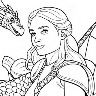 Daenerys Targaryen With Dragons Coloring Page 20412-16435