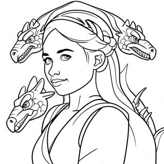 Daenerys Targaryen With Dragons Coloring Page 20412-16436