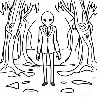 Slenderman Creepy Forest Coloring Page 20421-16431