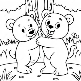 Cute Cubs Playing In The Forest Coloring Page 20432-16441