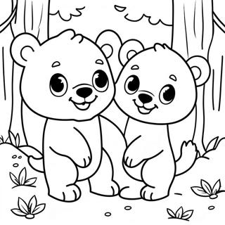 Cute Cubs Playing In The Forest Coloring Page 20432-16442