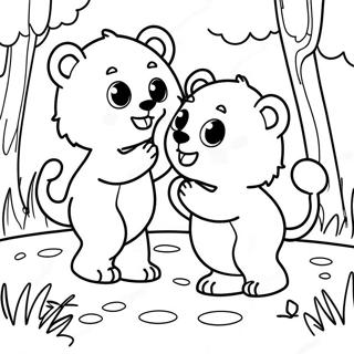 Cute Cubs Playing In The Forest Coloring Page 20432-16443