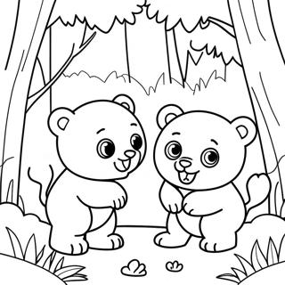 Cute Cubs Playing In The Forest Coloring Page 20432-16444