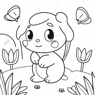 Cute Buttercup In A Garden Coloring Page 20442-16452