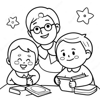 Fun Aunt With Kids Coloring Page 20462-16463