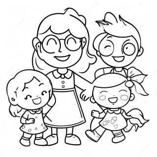 Fun Aunt With Kids Coloring Page 20462-16464