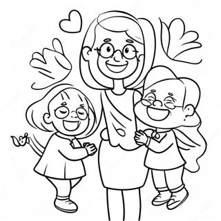 Happy Nana With Grandchildren Coloring Page 20492-16488