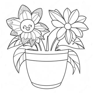 Flower Pot With Colorful Flowers Coloring Page 20501-16489