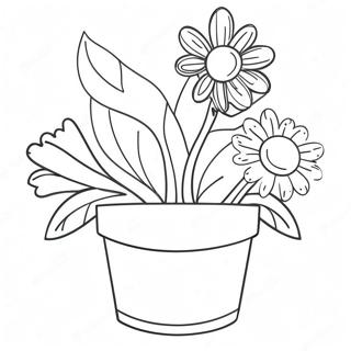 Flower Pot With Colorful Flowers Coloring Page 20501-16490