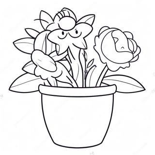 Flower Pot With Colorful Flowers Coloring Page 20501-16491