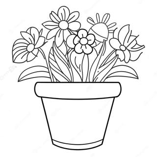 Flower Pot With Colorful Flowers Coloring Page 20501-16492