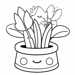 Cute Flower Pot With Smiling Face Coloring Page 20502-16500