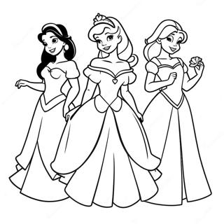 Elegant Disney Princesses Coloring Page 20512-16505