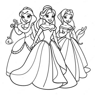 Elegant Disney Princesses Coloring Page 20512-16506