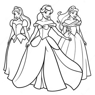 Elegant Disney Princesses Coloring Page 20512-16507