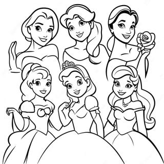 Elegant Disney Princesses Coloring Page 20512-16508