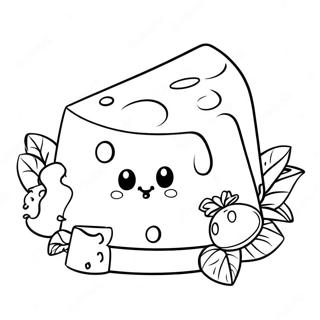 Cute Cartoon Cheese Slice Coloring Page 20522-16510