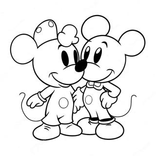 Adorable Mickey And Minnie Valentines Coloring Page 2052-1685