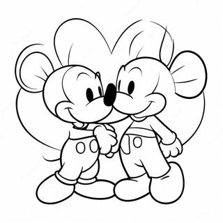 Adorable Mickey And Minnie Valentines Coloring Page 2052-1686