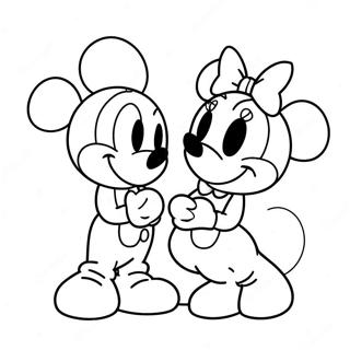 Adorable Mickey And Minnie Valentines Coloring Page 2052-1687