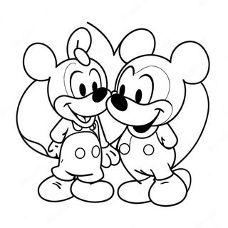 Adorable Mickey And Minnie Valentines Coloring Page 2052-1688