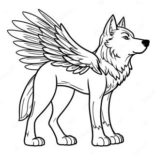 Majestic Wolf With Wings Coloring Page 20622-16596