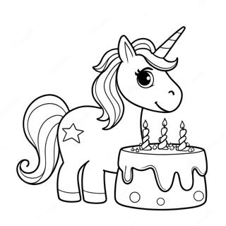 Sparkling Unicorn With Birthday Cake Coloring Page 20632-16601