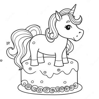 Sparkling Unicorn With Birthday Cake Coloring Page 20632-16602