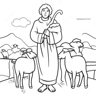 Gentle Good Shepherd With Sheep Coloring Page 20682-16639