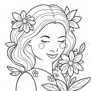 Creative Mom With Flowers Coloring Page 20712-16667