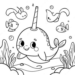 Cute Not Quite Narwhal Underwater Scene Coloring Page 20722-16681