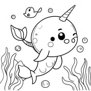 Cute Not Quite Narwhal Underwater Scene Coloring Page 20722-16684