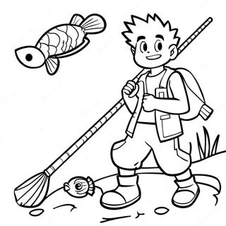 Gon Freecss With His Fishing Rod Coloring Page 20772-16715