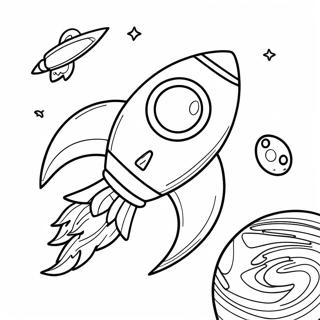 Rocket Ship Flying Through Space Coloring Page 20822-16757