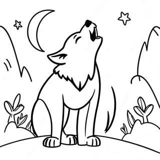 Realistic Wolf In Moonlight Coloring Pages