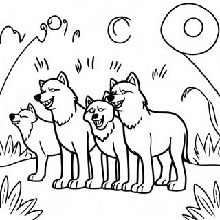 Majestic Wolf Pack In Moonlight Coloring Page 20892-16808