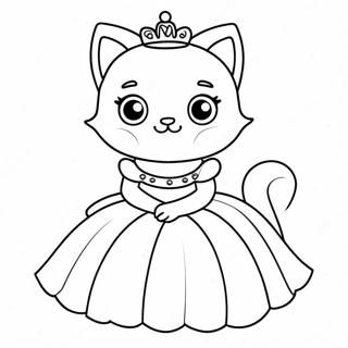 Cute Princess Kitty In A Sparkly Dress Coloring Page 20922-16830