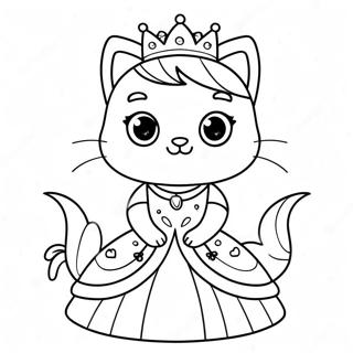 Cute Princess Kitty In A Sparkly Dress Coloring Page 20922-16831