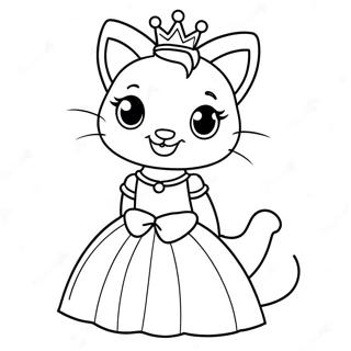 Cute Princess Kitty In A Sparkly Dress Coloring Page 20922-16832