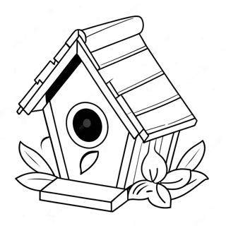 Cute Bird House With Flowers Coloring Page 20942-16851