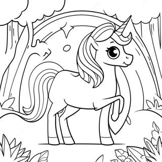 Magical Alicorn In A Rainbow Forest Coloring Page 2102-1729