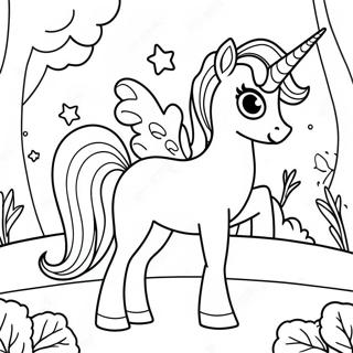 Magical Alicorn In A Rainbow Forest Coloring Page 2102-1730