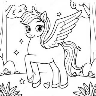 Magical Alicorn In A Rainbow Forest Coloring Page 2102-1731