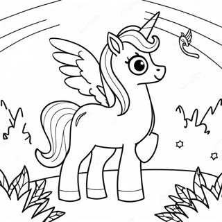 Magical Alicorn In A Rainbow Forest Coloring Page 2102-1732