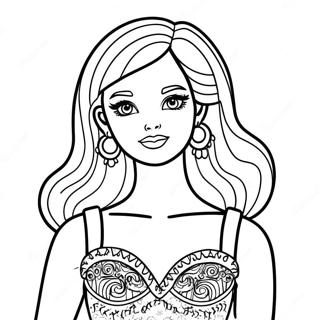 Retro 90s Barbie Fashion Doll Coloring Page 21041-16929