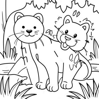 Playful Big Cats In The Jungle Coloring Page 21072-16949