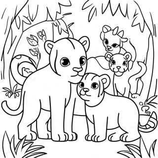 Playful Big Cats In The Jungle Coloring Page 21072-16950