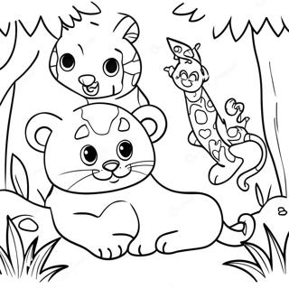 Playful Big Cats In The Jungle Coloring Page 21072-16951