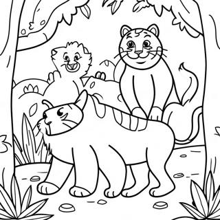 Playful Big Cats In The Jungle Coloring Page 21072-16952